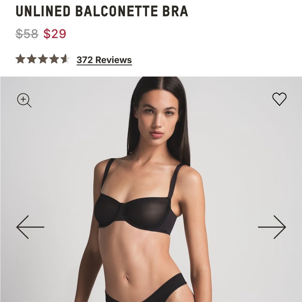 SKIMS Black Unlined Balconette Bra